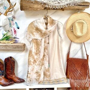 Marbleized SILK scarf/wrap w resort vacay shabby chic vibe